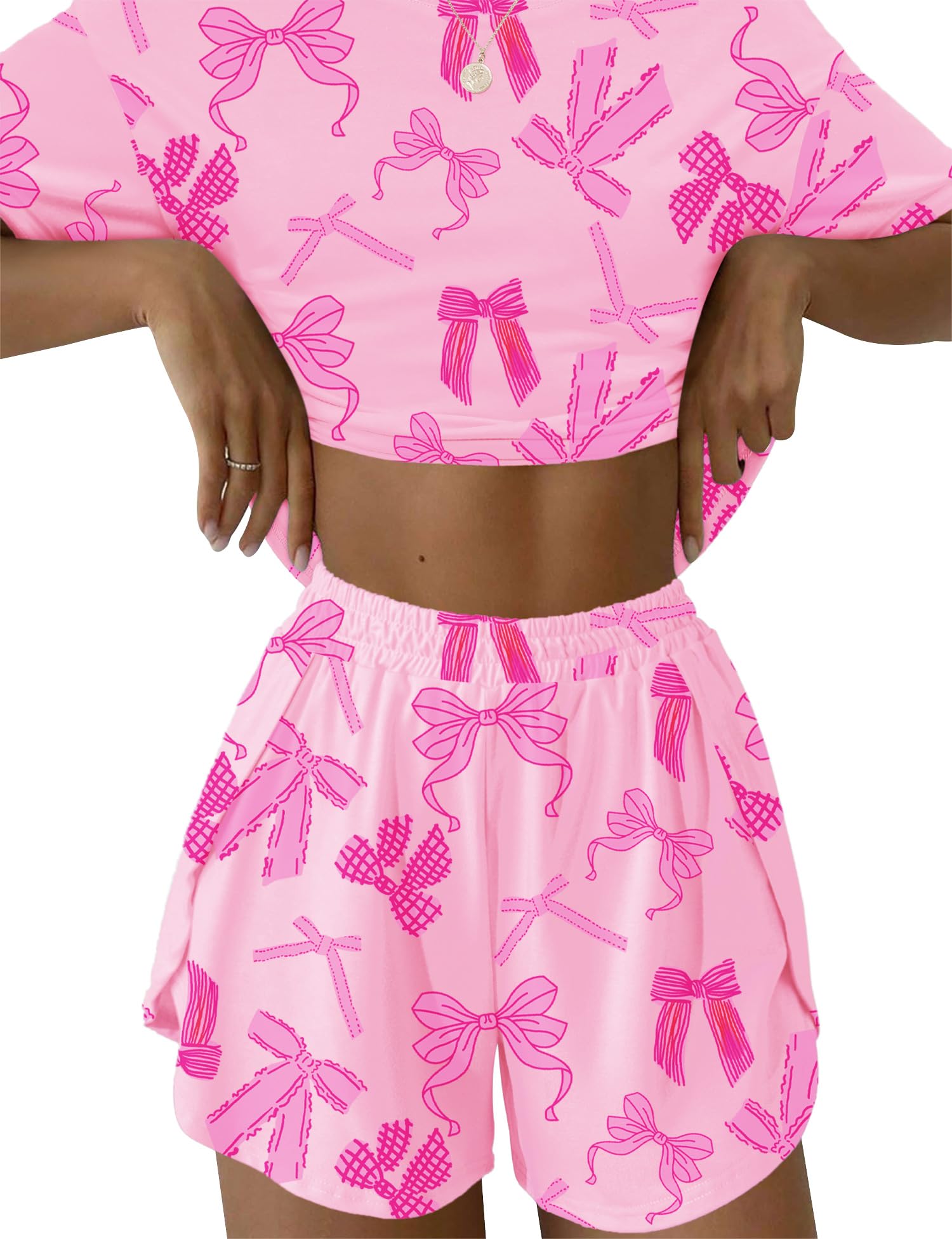 Kistore Summer 2 Piece Pajamas Sets Short Sleeve Sleepwear Pjs Lounge Split Short Sets