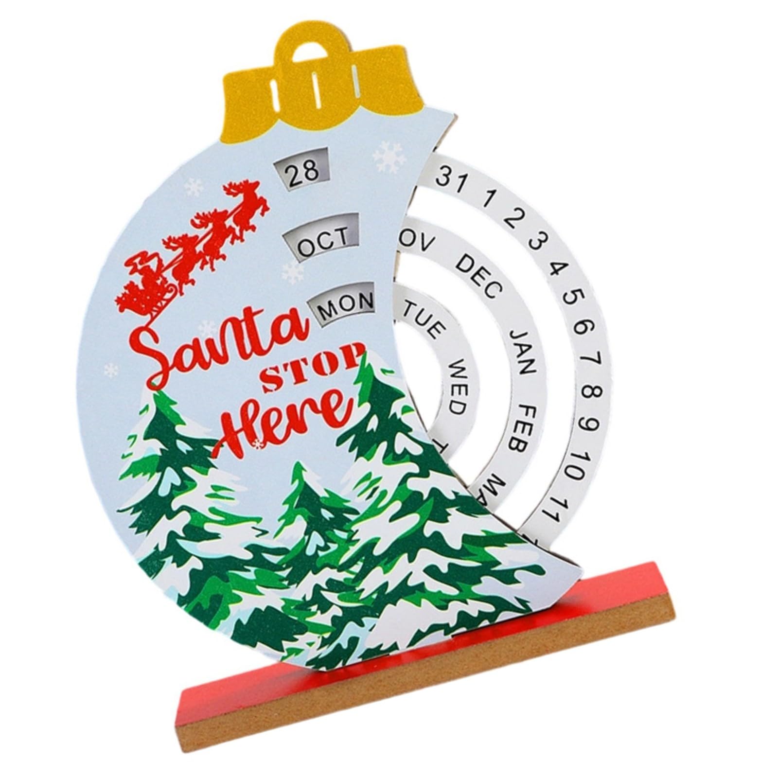 Tsophreniq Wood Christmas Advent Calendar Manual Rotating Holiday Countdown Calendar for Living Room Tabletop Mantels Decoration Family Christmas Activity