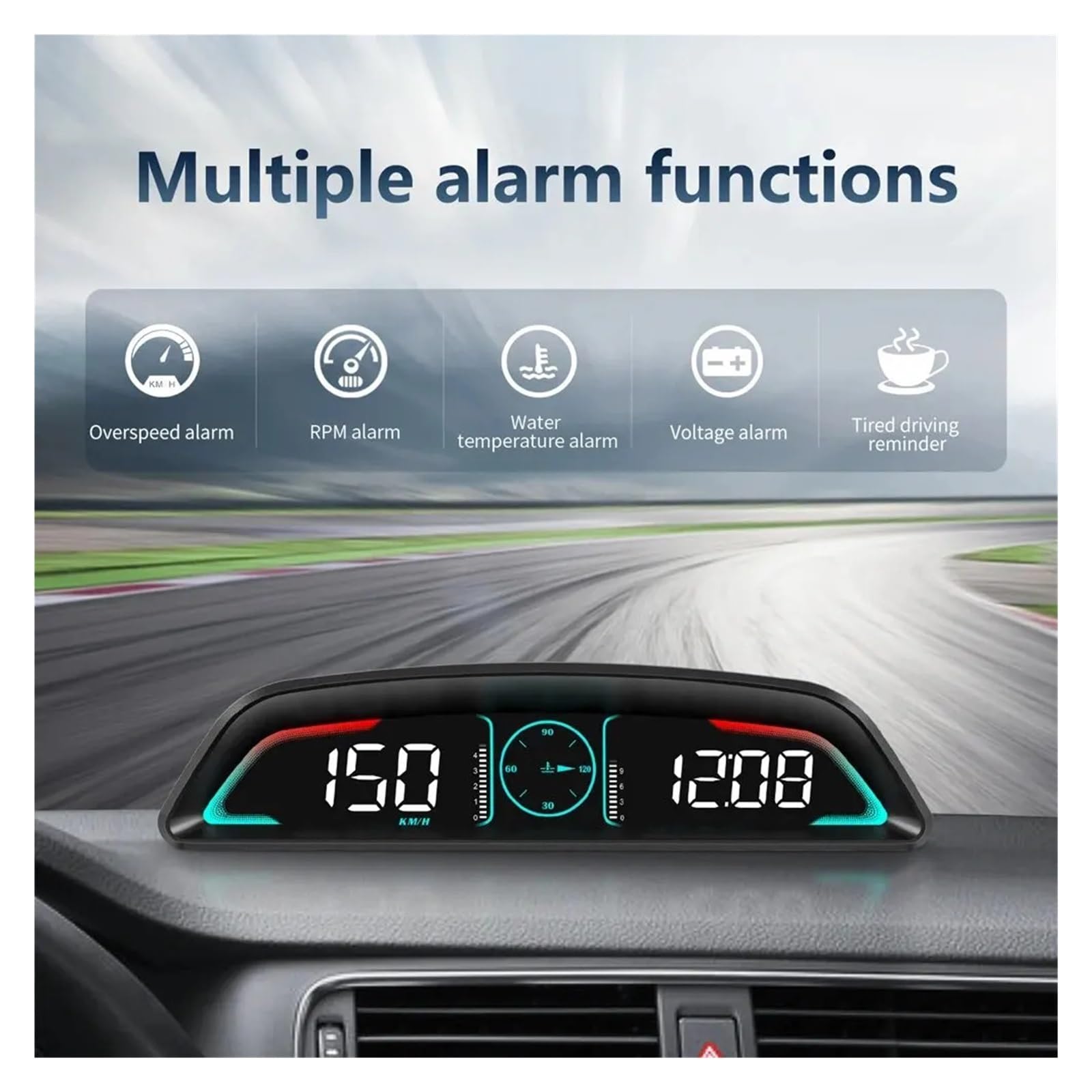 Pantalla Frontal De Coche B3 HUD, Velocímetro Digital, Indicador MPH, Km/h, Voltaje, Temperatura Del Agua, Tacómetro, Alarma, Recordatorio De Exceso De Velocidad para todos los vehículos