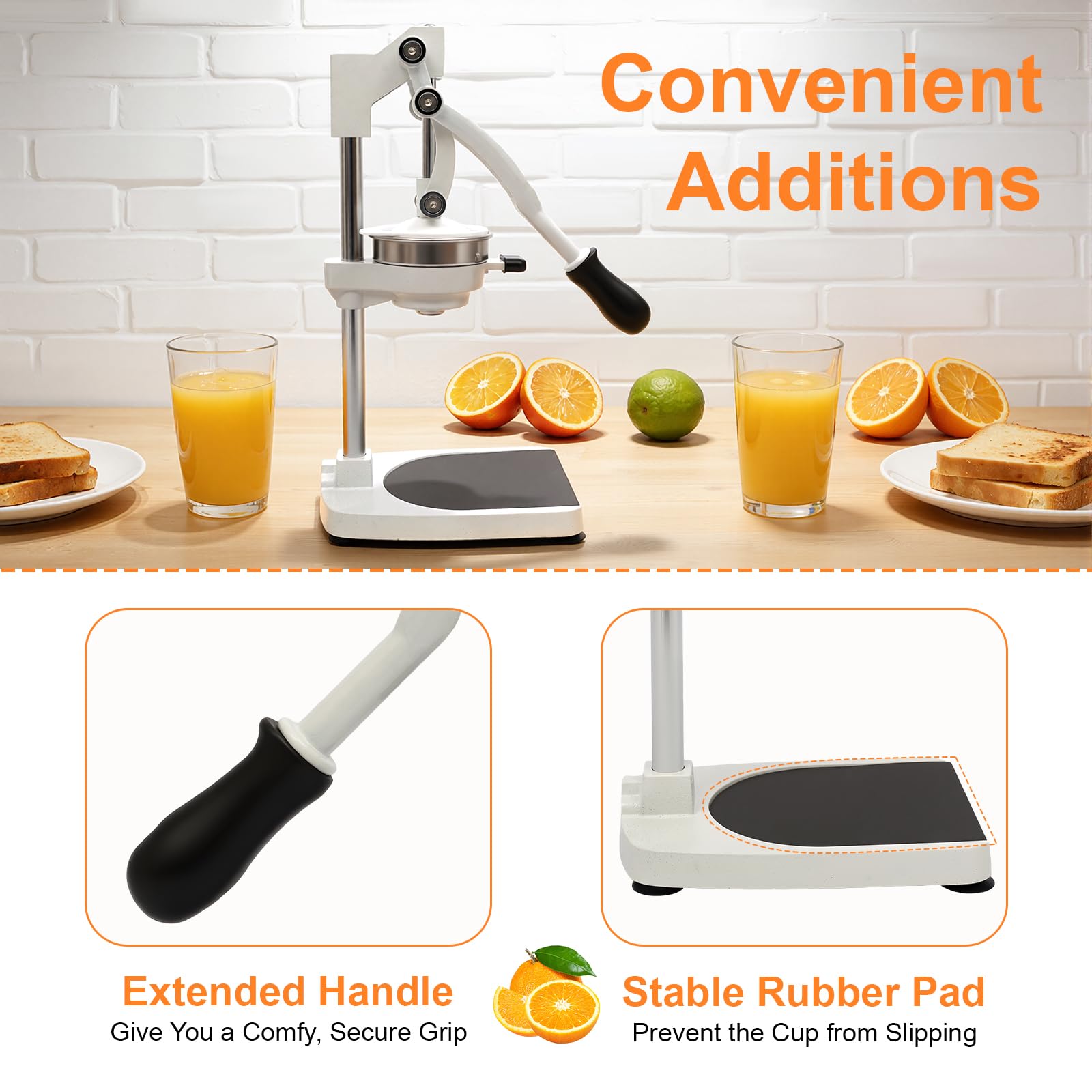 Exprimidor manual de acero inoxidable 304 de grado alimenticio, con 2 cabezales de prensado, exprimidor profesional para naranjas, limones, granadas, hogar y comercio