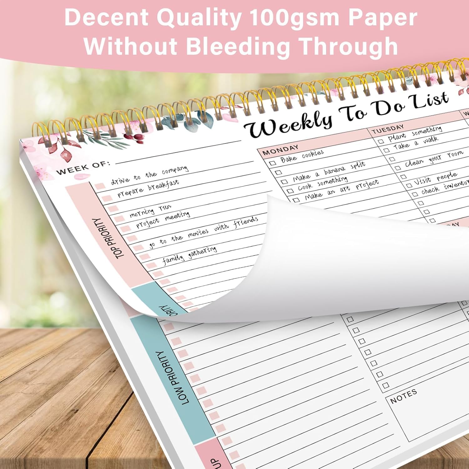 Weekly To Do List Notepad with 52 Undated Sheets(8.5"×11")- Undated Weekly Desk Planner for Women & Man, School/Office Supplies - Image 3