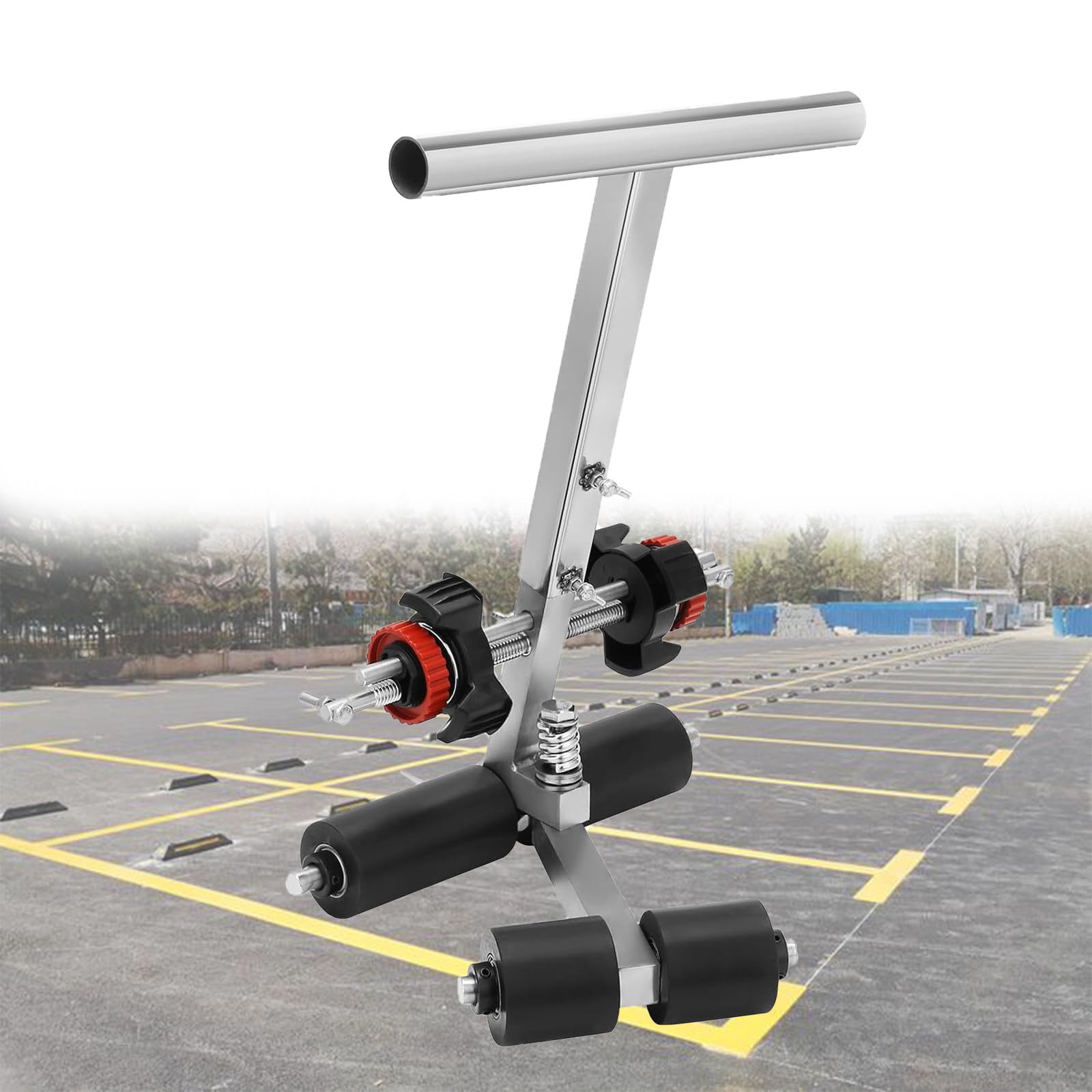 asdchZen Hand-Push Tape Pasting Machine, Basketball Court Marking Kit With Circle Drawing Kit, Stainless Steel Court Line Tape Machine For Garage, Ballpark, Track,45Cm