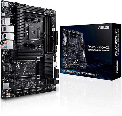 ASUS AMD AM4 Pro WS X570-Ace ATX Workstation Motherboard with 3 PCIe 4.0 X16, Dual Realtek and Intel Gigabit LAN, DDR4 ECC Memory Support, Dual…