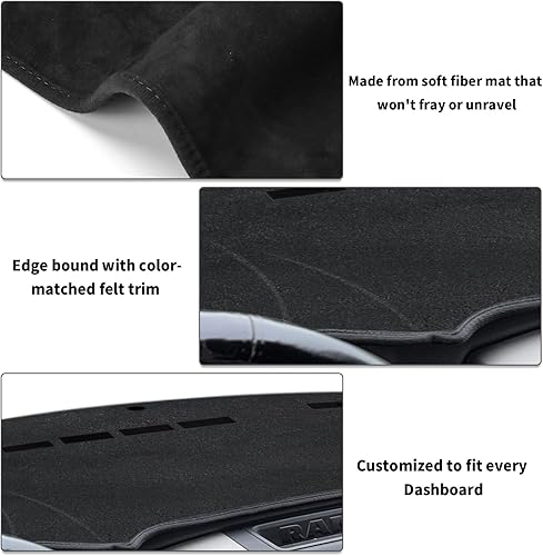 Miniatura 5 de POSAID Cubierta de salpicadero para Dodge Ram 1500 2500 3500, ajuste personalizado, protector de tapete de salpicadero Dodge Ram 2010-2018, color