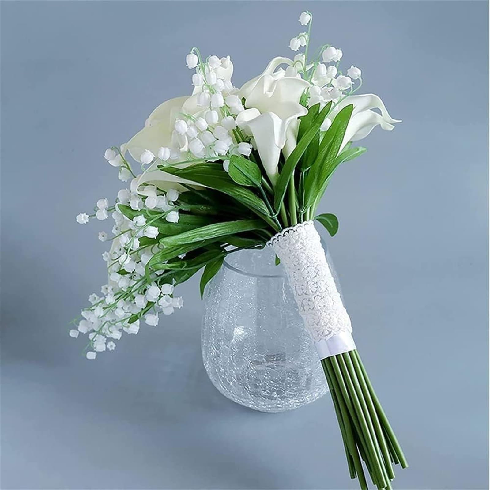 Bouquet da sposa, con fiore artificiale, bouquet fai da te Calla bianca bouquet da sposa artificiale, forma a cascata sposa a cascata con fiore for matrimonio romantico in chiesa vintage francese