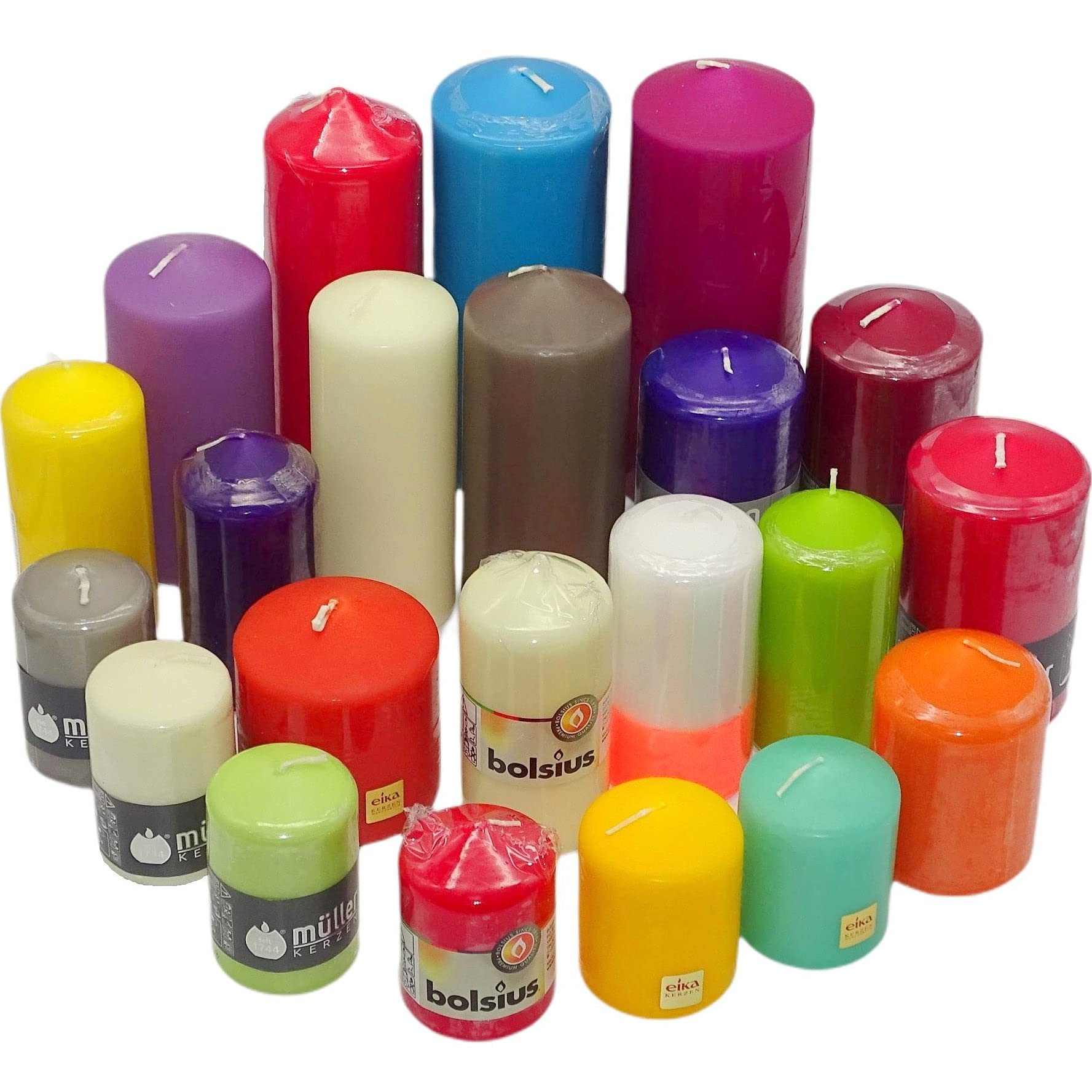 6 kg Qualität Stumpenkerzen Paket farblich bunt gemischt Stumpen Kerzen 1. Wahl
