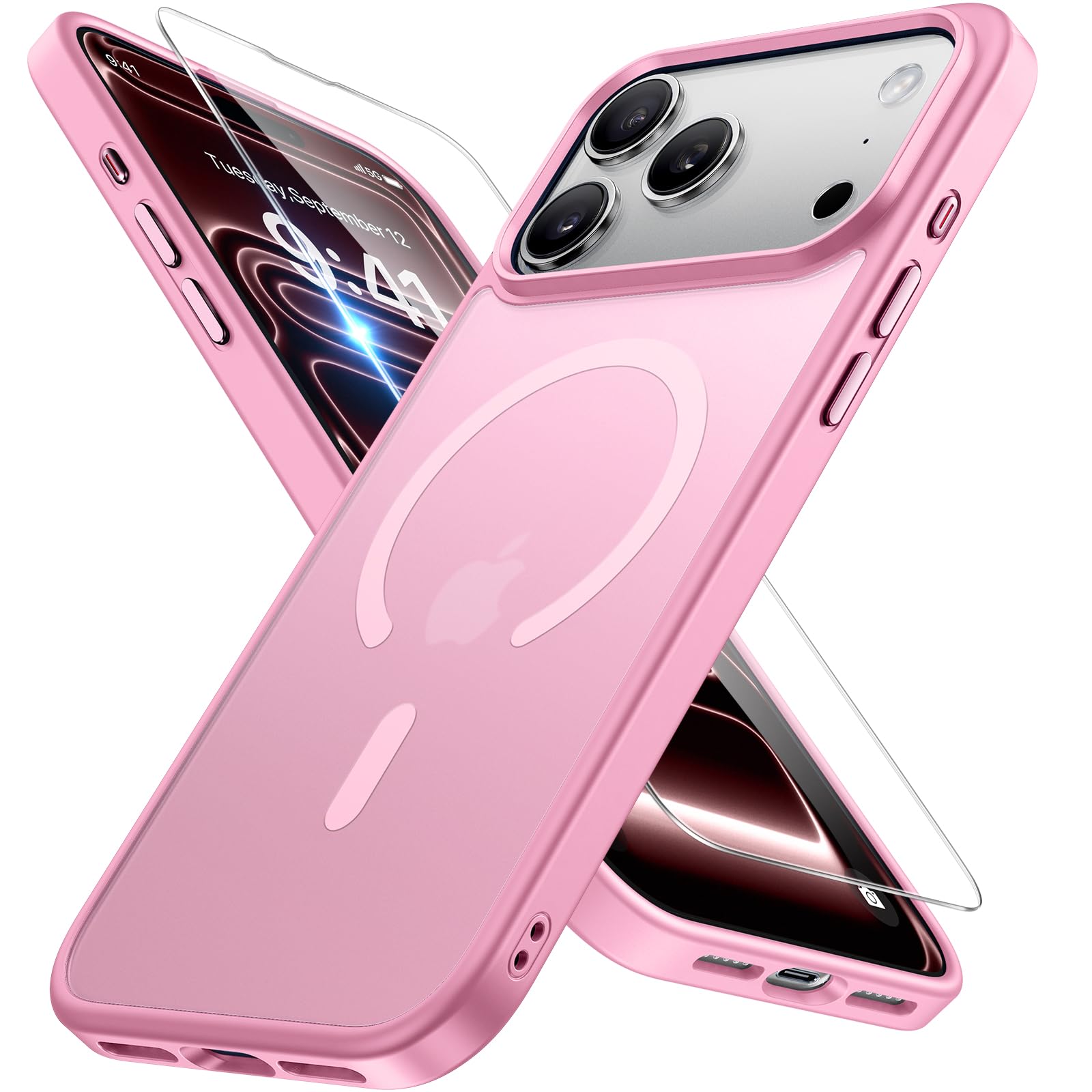 Miracase for iPhone 17 Pro Max Case with MagSafe [with 9H+Screen Protector] Military-Grade Protection Shockproof Scratch-Resistant with Velvet Touch for iPhone 17 Pro Max Cover 6.9", Matte-Deep-Blue — view 64