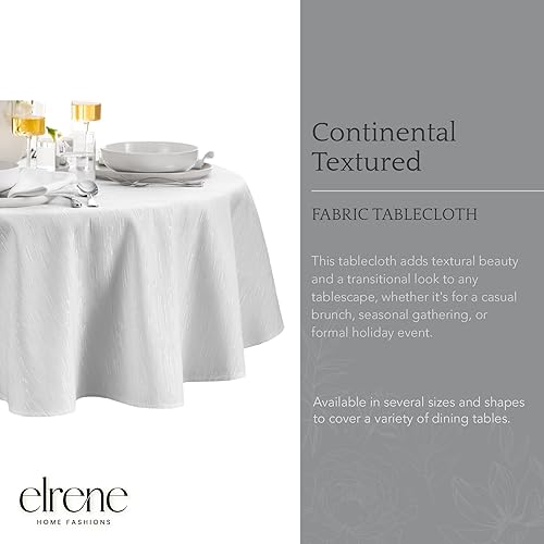 Miniatura 2 de Elrene Home Fashions Continental - Mantel de textura sólida resistente al agua y a las manchas, 90 pulgadas, redondo, color blanco