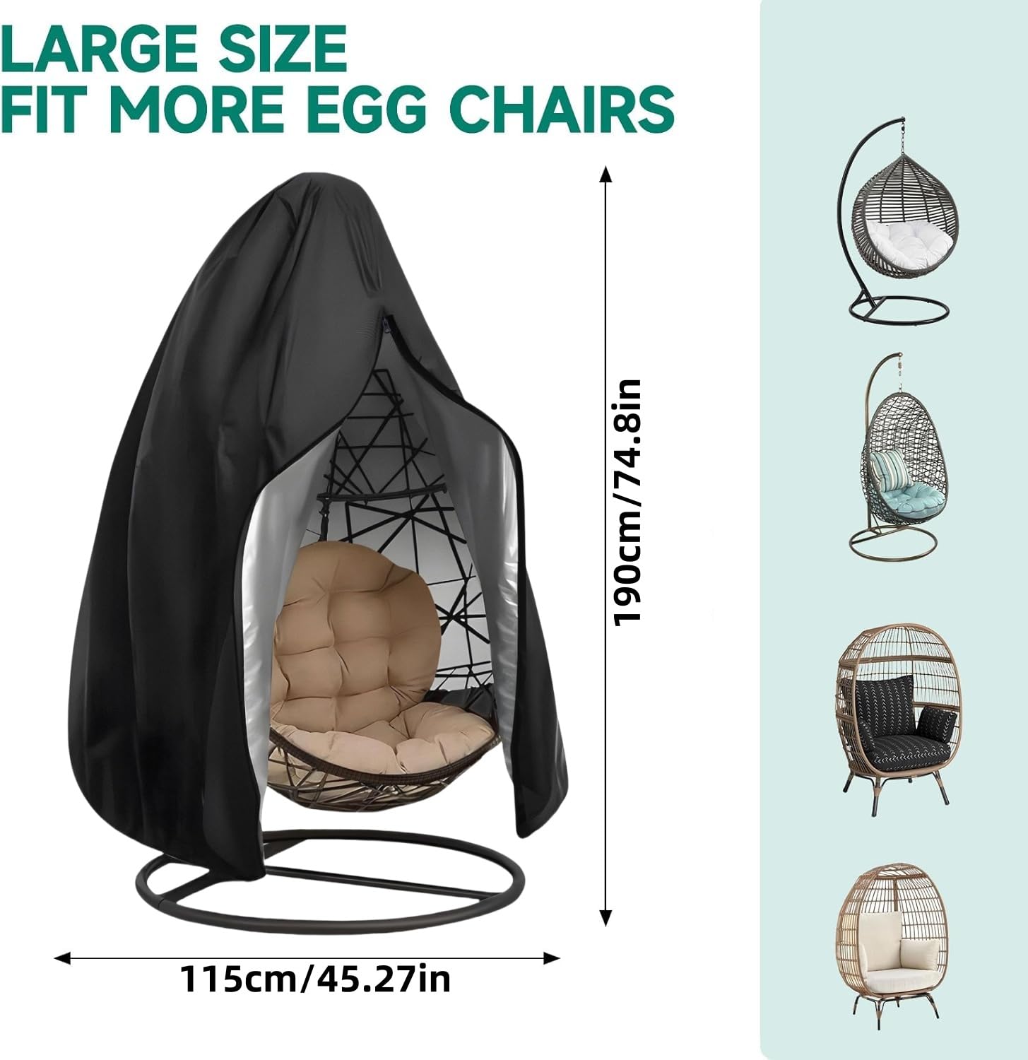 Pokrowiec ochronny na fotel wiszący 210D, tkanina Oxford, pokrowiec ochronny na fotel wiszący, pokrowiec ochronny na fotel wiszący, pokrowiec ochronny na fotel swing Egg Chair Cover ze