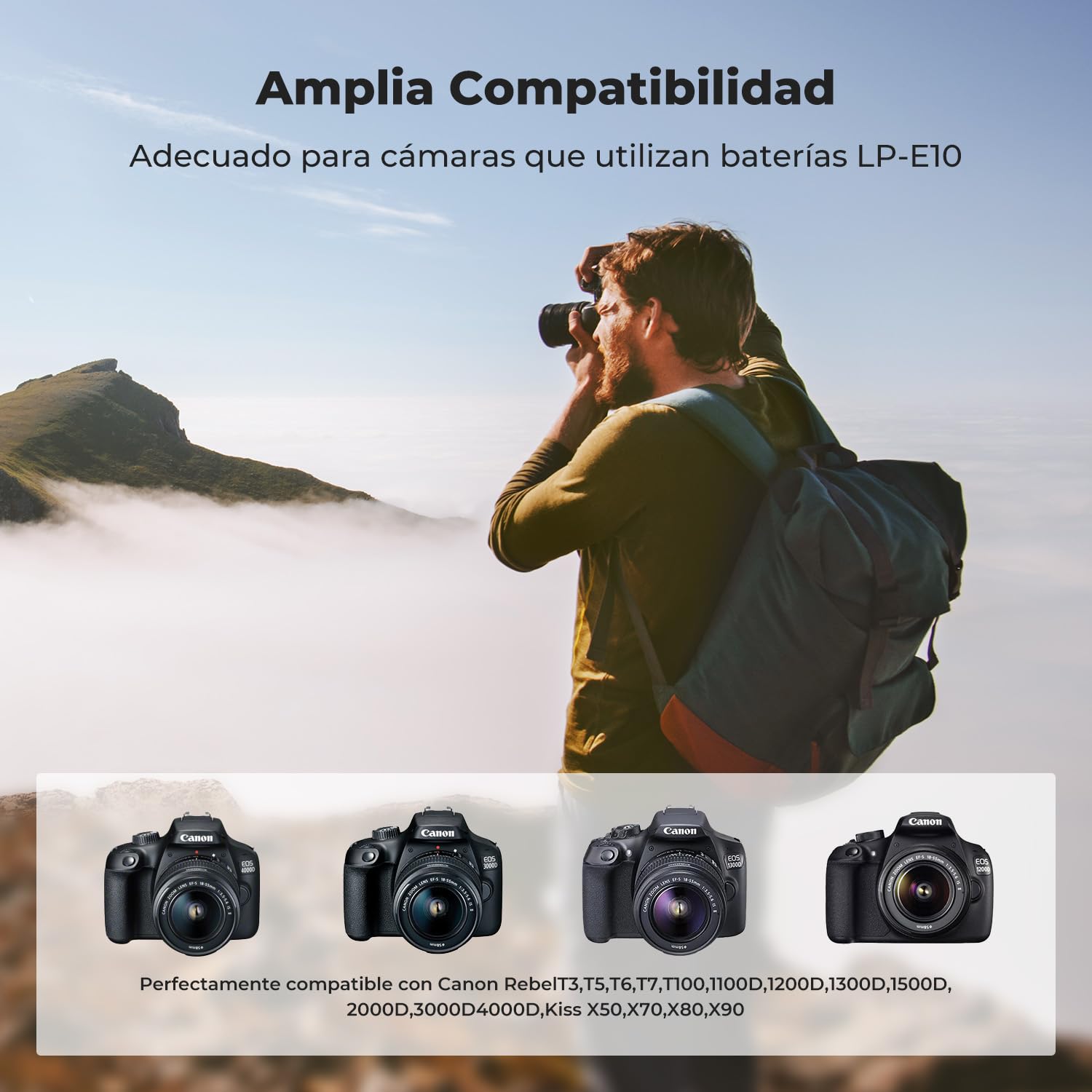 K&F CONCEPT LP-E10 3 Pack Baterías 1200mAh y Cargador LCD de 3 Ranuras Compatible con Canon EOS Rebel T7 T6 T5 T3 T100 Kiss X50 Kiss X70 EOS 1100D 1200D 1300D 2000D