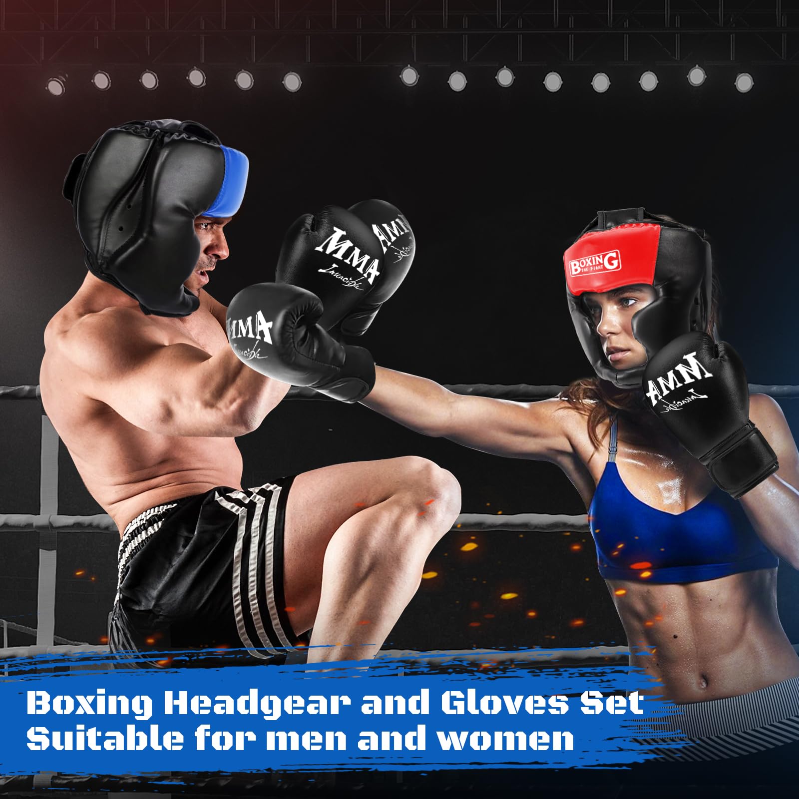 Sparring Head Guard with Gloves - Boxing Safety Headgear for MMA, Kickboxing, Muay Thai & Boxing - Adult & Kids