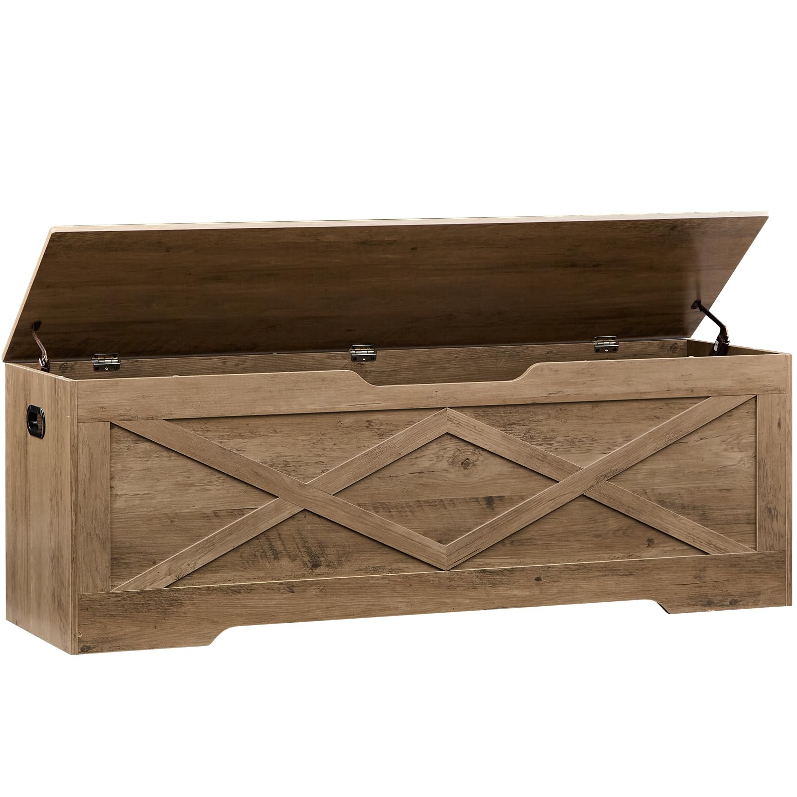 Wooden Storage Bench with Safety Hinges