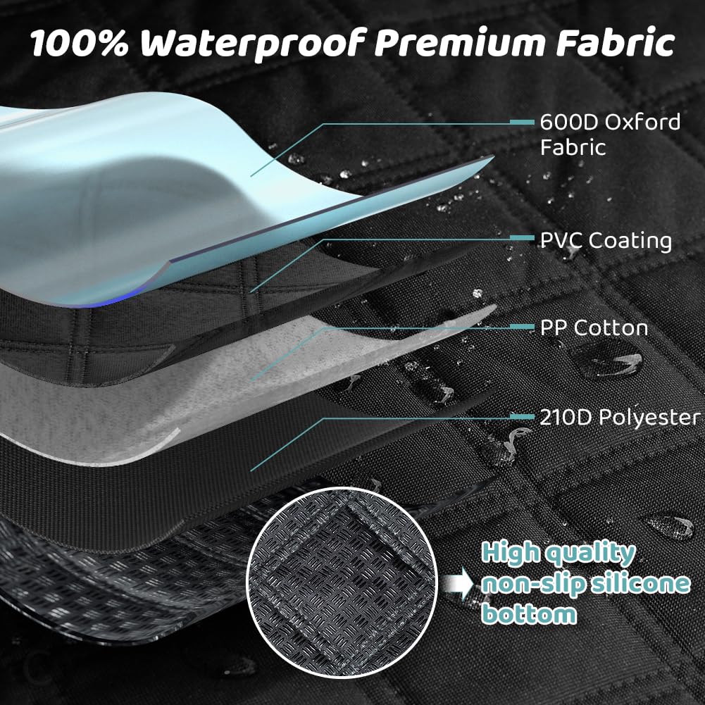 KYG Protezione per bagagliaio per cani con fondo antiscivolo, protezione laterale e paraurti, universale, per bagagliaio, per cani, impermeabile e antigraffio, 195 x 105 cm