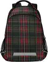 ALAZA Mochila xadrez tartã verde e vermelha para mulheres e homens, bolsa personalizada para laptop, notebook, tablet, elegante, casual, mochila para o dia, 13 14 e 15,6 polegadas