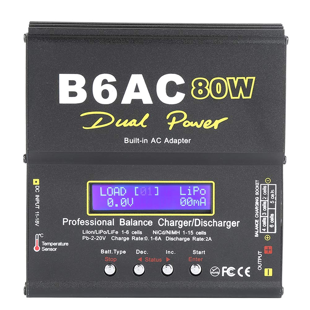 FTVOGUE B6AC 80W Cyfrowa ładowarka LCD Wyładowarka RC Ładowarka z Wbudowanym Zasilaczem do Akumulatorów Litowo-jonowych LiPo NiMH NiCd RC