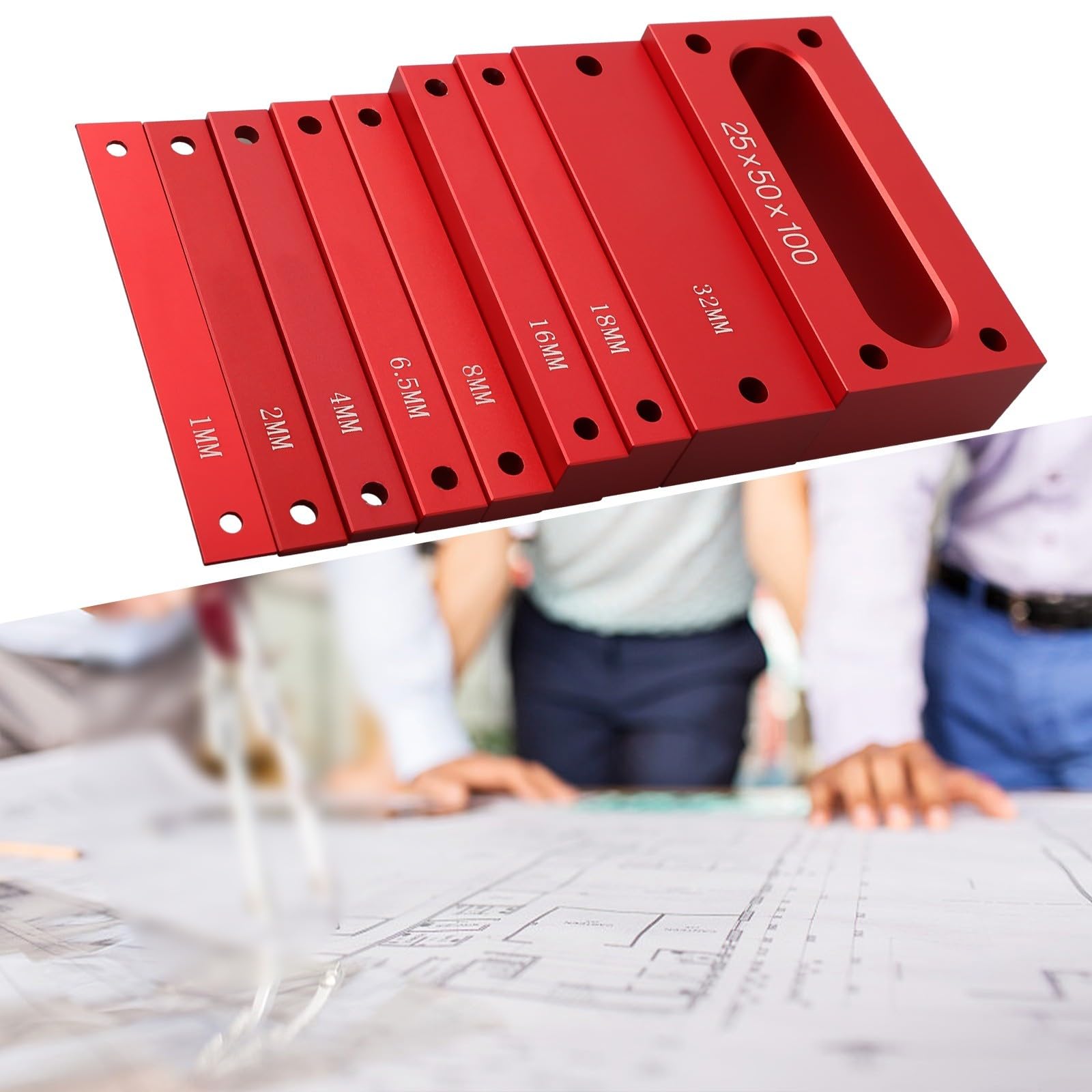 Lot de 9 blocs de configuration métriques de précision ± 0,2,5 cm pour défonceuse et scie à table, accessoires de travail du bois, jauge de hauteur, barres de configuration en aluminium pour