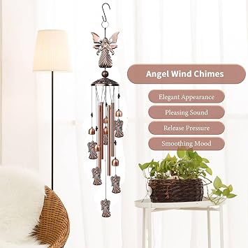 Angel Wind Chimes, Metal Outdoor Garden Decor, Memorial Gift