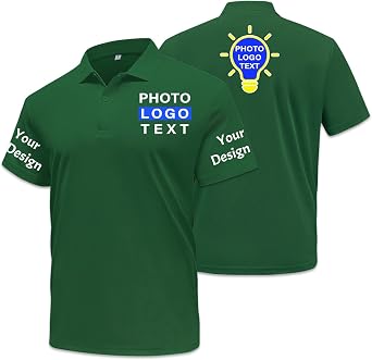 Custom Polo Shirts for Men Design Your Own Text/Logo/Photo Personalized Polo Golf Business Shirts Embroidered Print