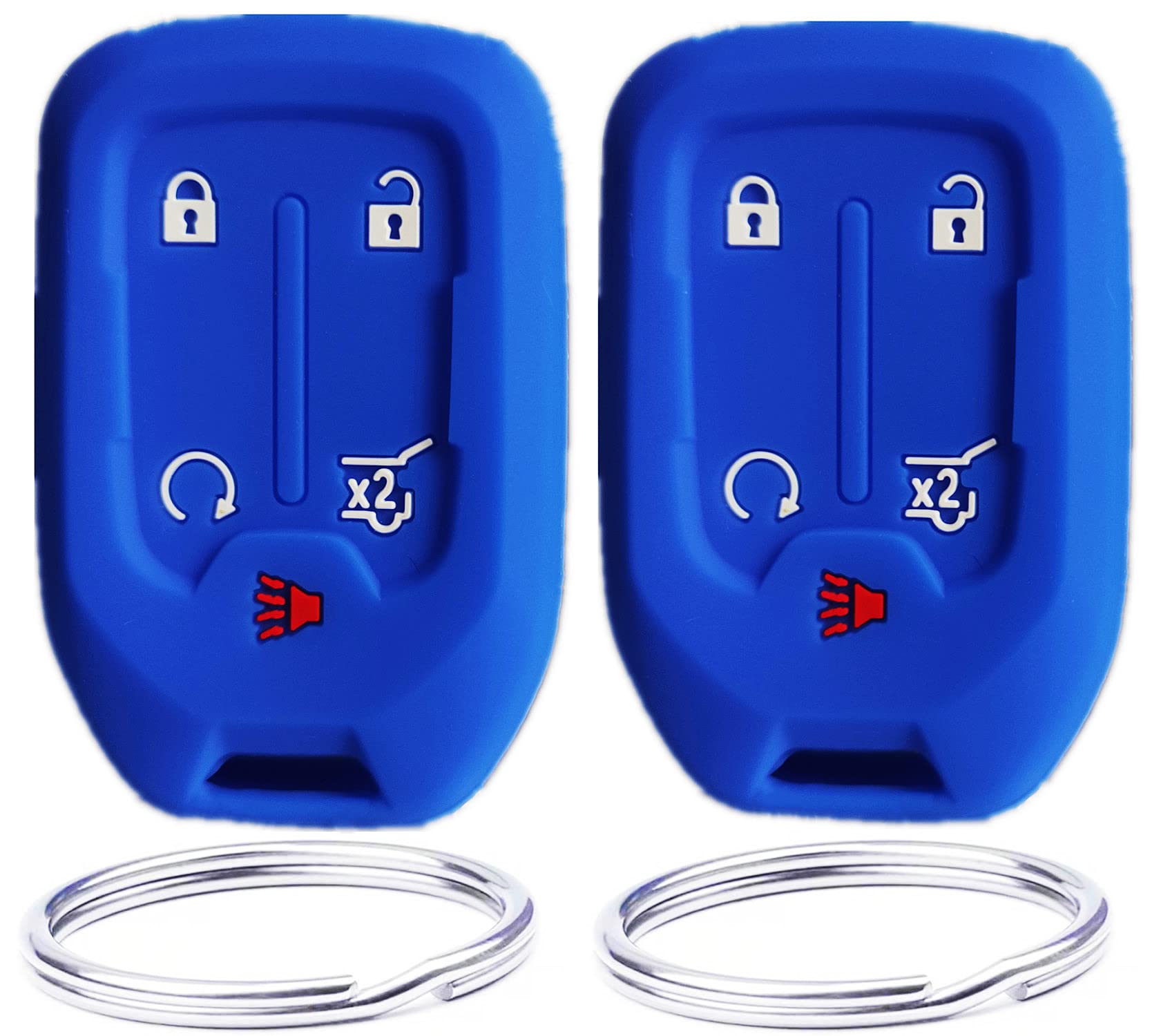 Silicone Smart Key Fob Cover Case Protector Keyless Remote Holder for 2015-2022 Chevrolet Silverado GMC Acadia Terrain Yukon Suburban Tahoe HYQ1AA 13584502 1551A-AA Blue