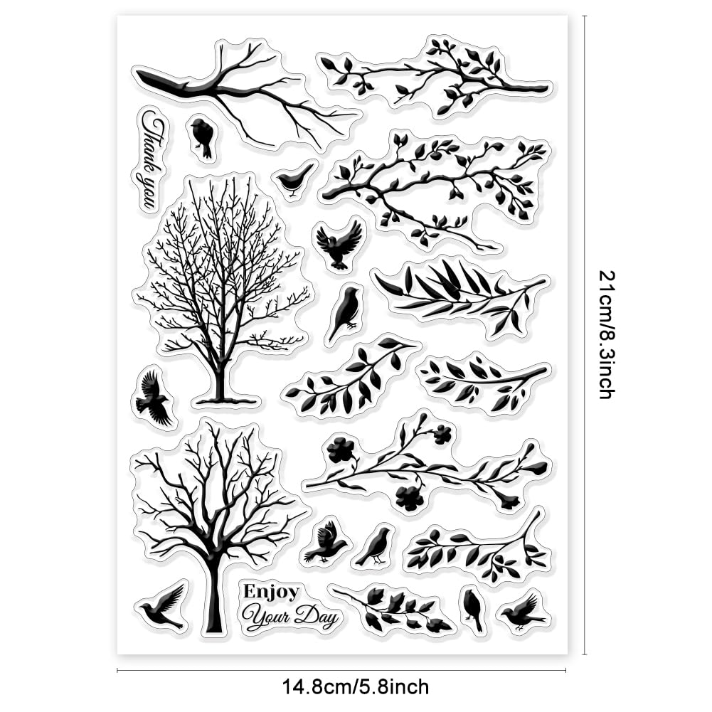 Tree Rubber Stamps For Card Making GLOBLELAND Tree Silhouette Clear ...