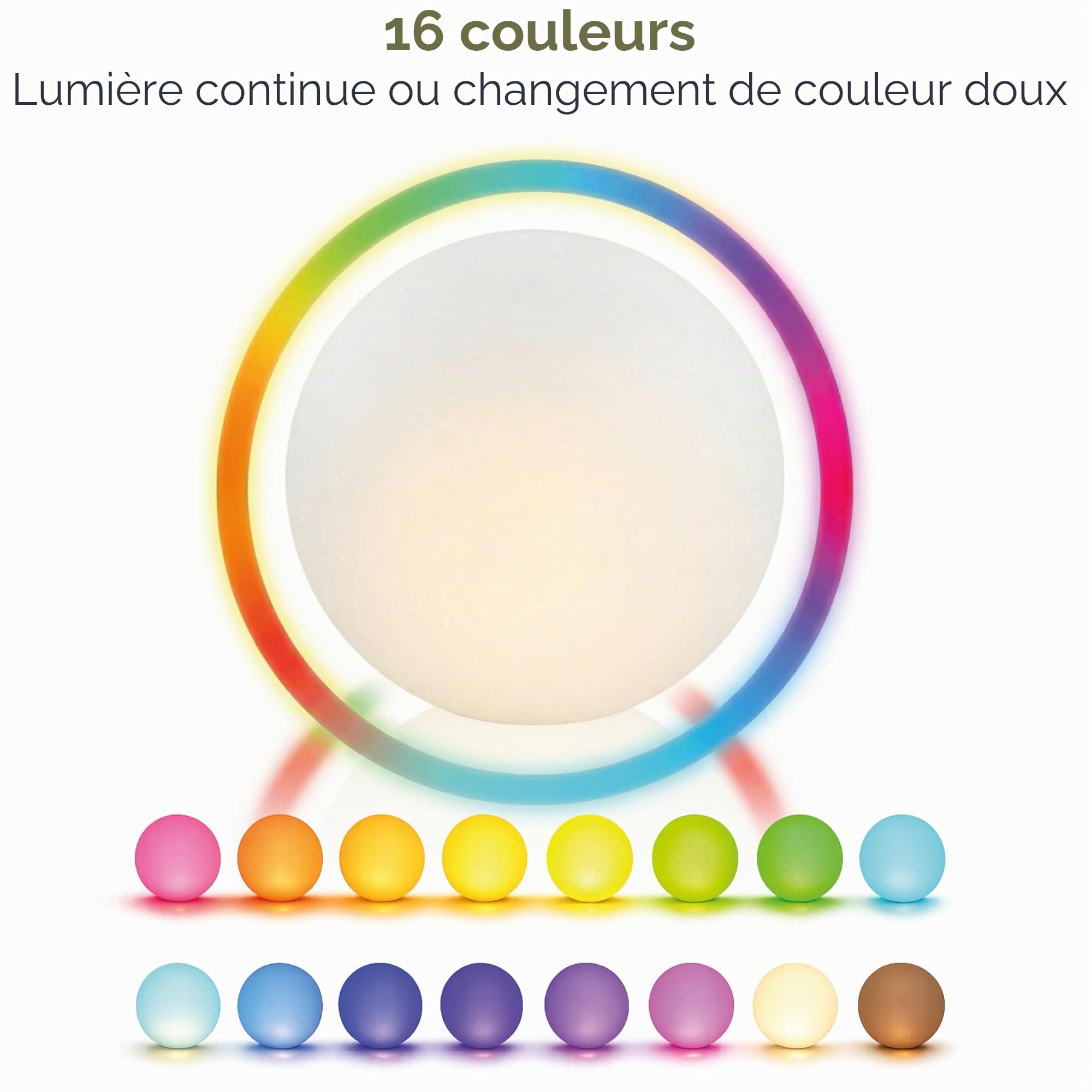 D'Ambiance Boule Solaire Lumina 50 CM Avec Télécommande à Infrarouge Et Usb-Ladeanschluss - 16 Couleurs de Lumière au Choix - Dauer- Et Socle Lumière en Alternance - Long D'Autonomie,Esotec 102893