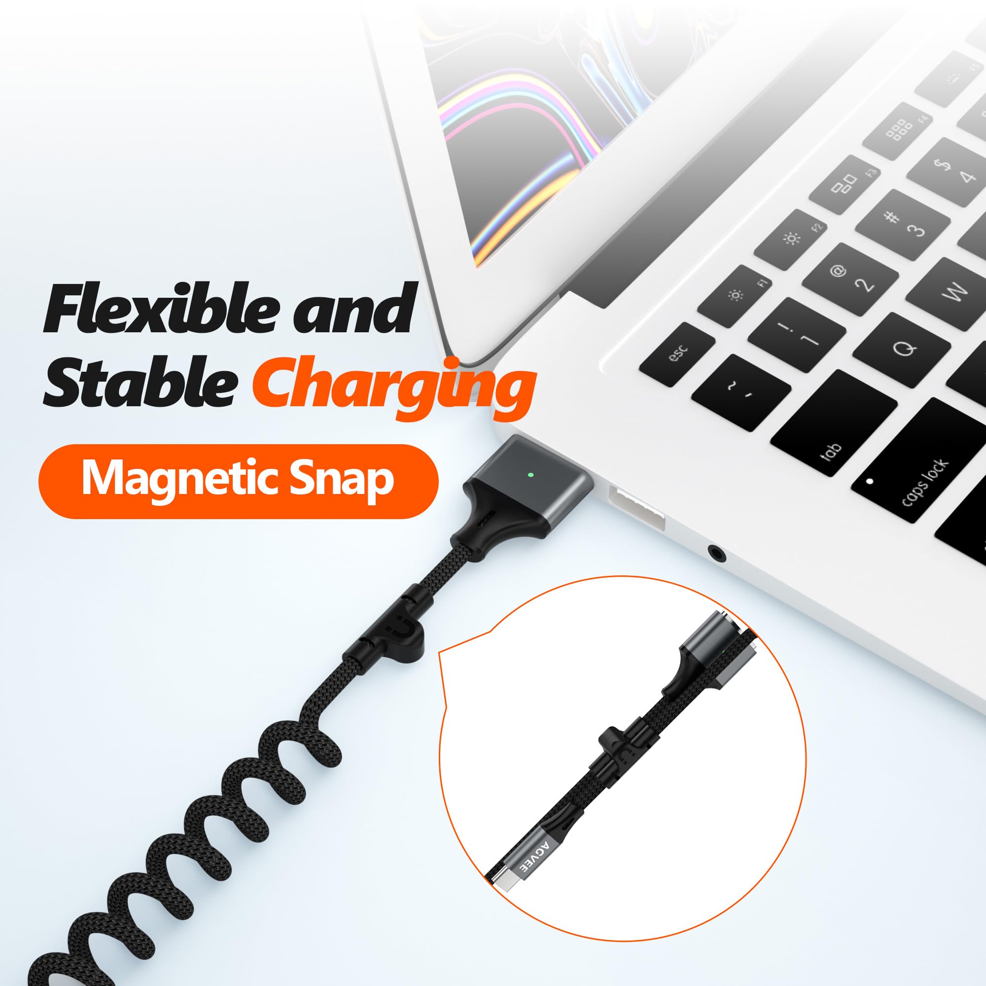 AGVEE Cavo da USB-C a magnetico 3 per MacBook Pro/Air M2-M5, 140 W, 1,5 m