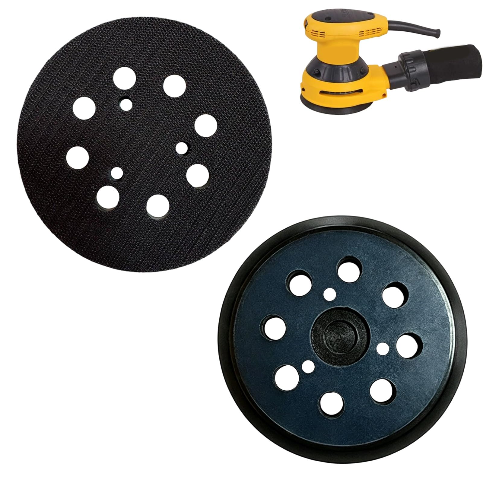 5 Inch Orbital Sander Pads,2 Pack, 8-Hole Replacement Hook and Loop Sander Backing Pads, Durable Rubber Sanding Discs for Sander, Compatible with Makita BO5030 BO5031 BO5041 BO5010 BO5011 BO5012