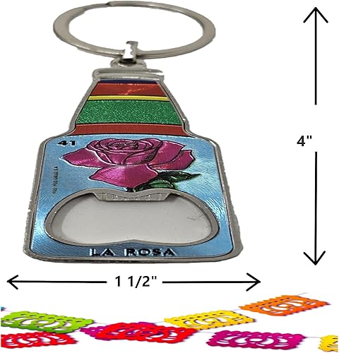 Miniatura 3 de Llavero con diseño de Loteria Mexicana en uno Perfecto para Rose Rosa en la familia El abridor de botellas es un gran regalo de mordaza Llaveros