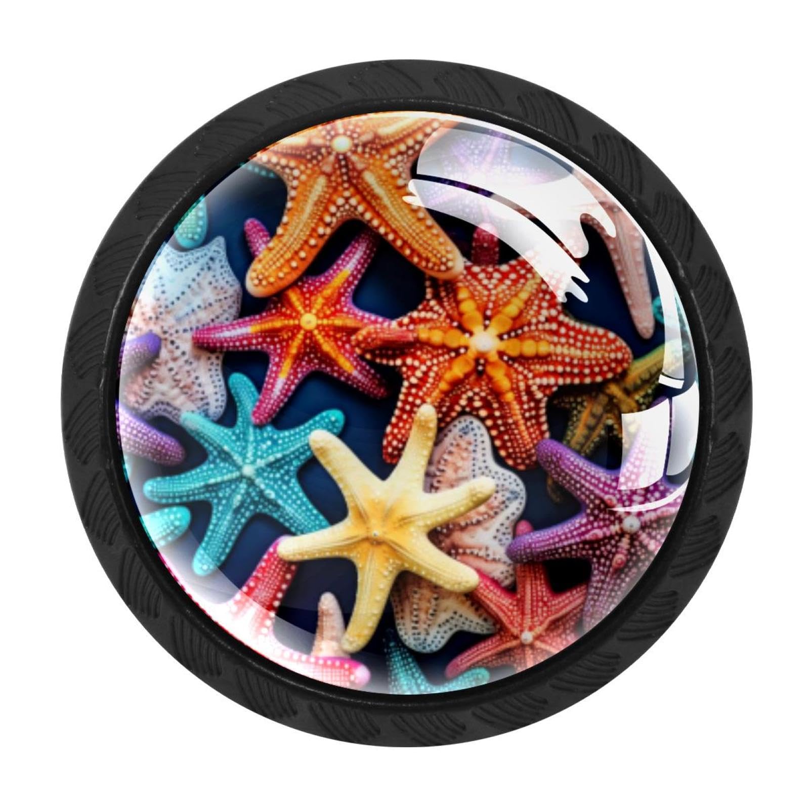 CHENZZZZ Starfish Drawer Knobs Pull Handle Crystal Glass Circle Shape Cabinet Drawer Pulls Cupboard Knobs with Screws for Kitchen Cupboard Dresser Wardrobe etc