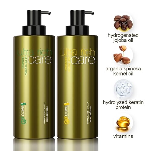 Miniatura 3 de Juego de champú y acondicionador de aceite de argán natural sin sulfato de 35.2 onzas, cuidado del cabello ultrarich para cabello rizado seco