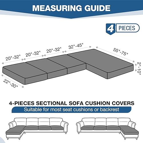 Miniatura 3 de TAOCOCO Fundas para sofá modular, 4 piezas, fundas elásticas de poliéster para sofá seccional en forma de L, fundas de asiento seccionales,