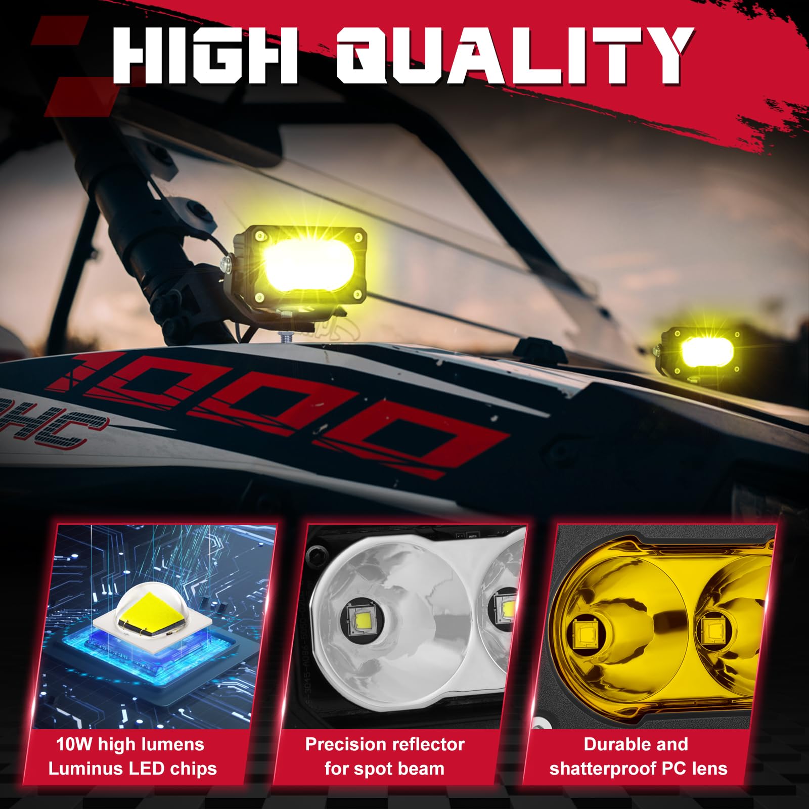 offroadtown led fog pods Yellow 3'' 40W Spot CREE LED Ditch Driving Lights Buy Vol.1 Flum Mello 2005-2015 Toyota Tacoma Mounting Brackets Collection Choose Flavor:Straw Kiwi