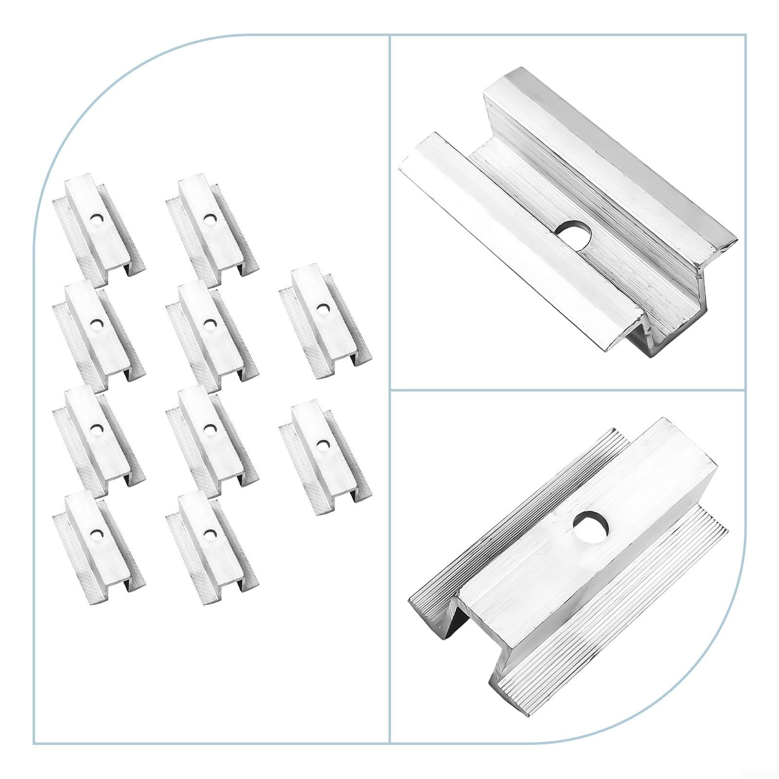 Set mit 10 Mittelklemmen aus Aluminiumlegierung, einfache und sichere Montage (80 mm)