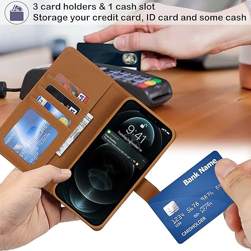 Miniatura 4 de Havaya Magsafe - Funda tipo cartera para iPhone 12, compatible con tarjetero 2 en 1, desmontable, magnética, a prueba de golpes, funda para teléfono