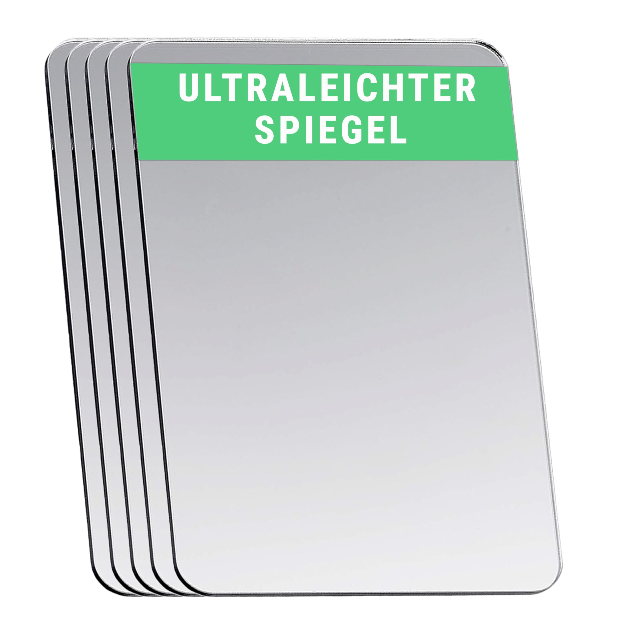 Falkenhorn Handspiegel – doppelseitiger, ultraflacher Acryl-Spiegel in rechteckiger Form, ideal für Basteln, Kinder, DIY, Geldbörse, Kosmetik und unterwegs – 10,0 × 15,0 cm (rechteckig), 5 Stück