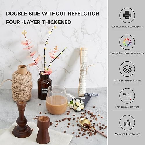 Miniatura 3 de BEIYANG Fondo de fotografía de doble cara de 2 piezas, superficie de fondo de fotografía de cemento de mármol de 16 x 16 pulgadas, tablero de fotos