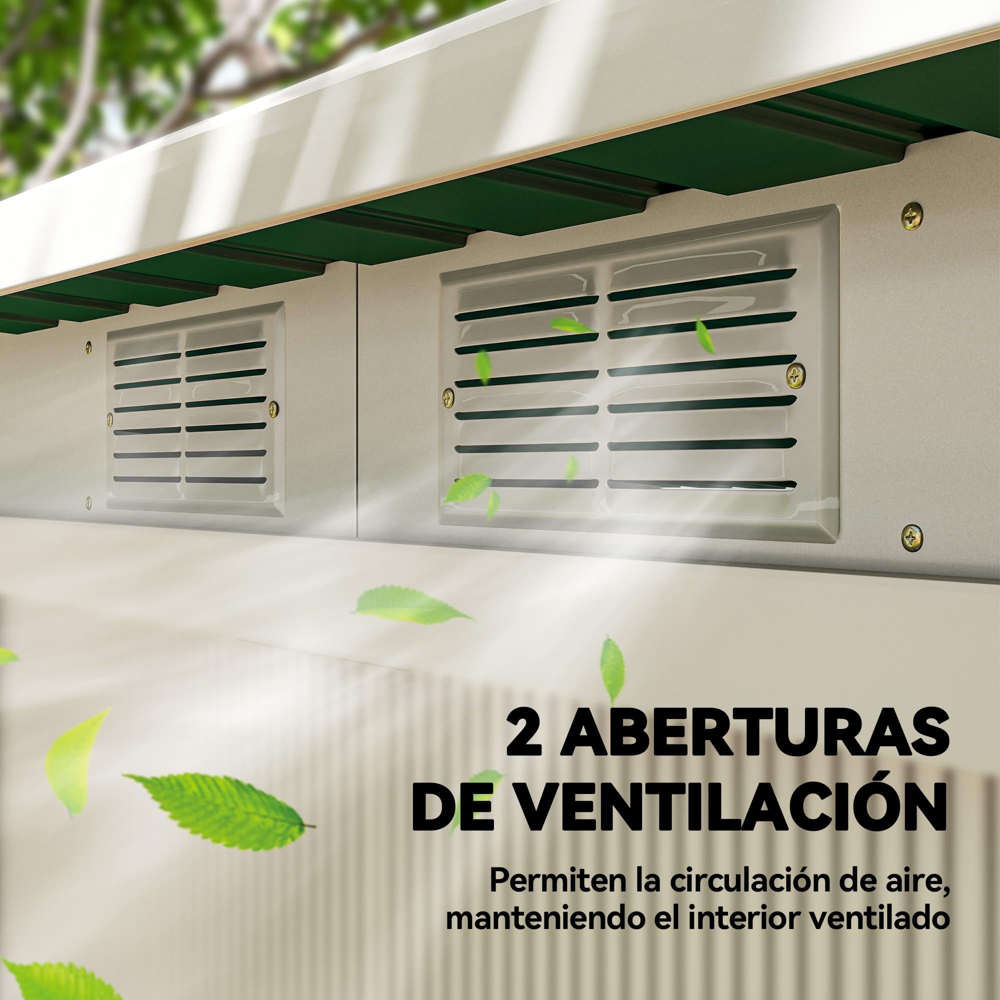 Outsunny Caseta de Jardín Exterior 3,2 m² 280x130x172 cm Cobertizo de Jardín Exterior con Puerta Corredera Techo Inclinado Base Refuerzo (Suelo NO Incluido) y 2 Ventanas Verde Oscuro — view 8
