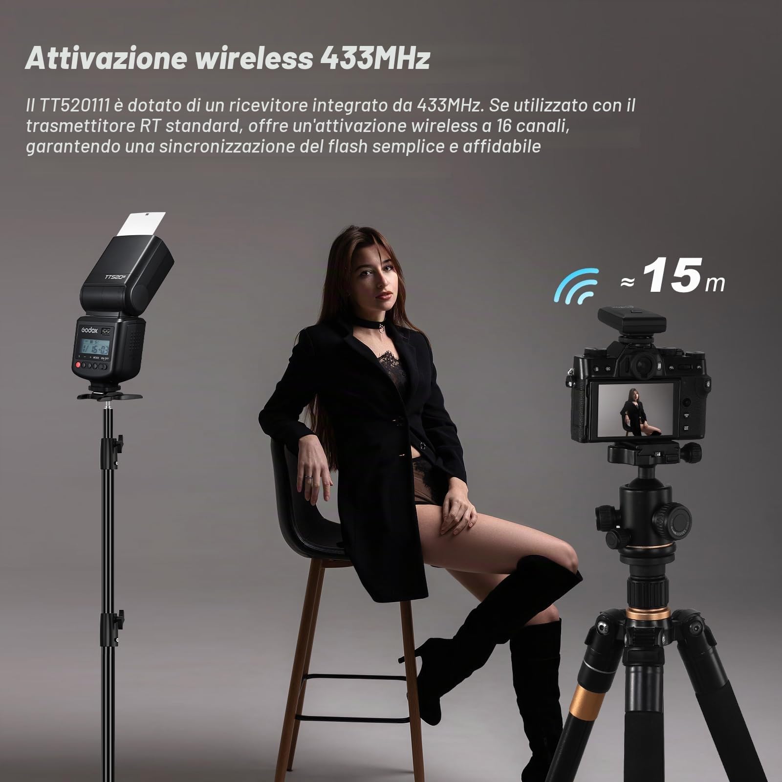 Godox TT520III Flash Speedlite Camera Flash Per Fotocamera 8 Livelli Di Potenza 400 a Piena Potenza con Lanciatore RT-16 Contatto Singolo Hot Shoe per Canon Sony Nikon Fuji Panasonic Olympus