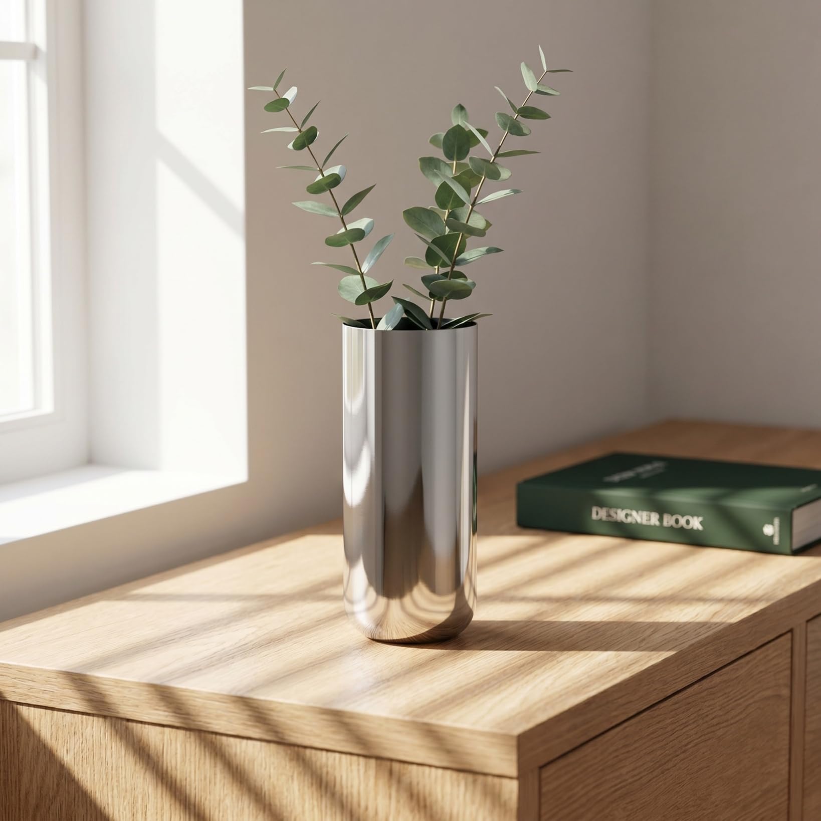 Toyvian Vase en acier inoxydable pour arrangements floraux - Vase haut en métal pour la décoration de la maison - Convient pour le bureau ou le sol
