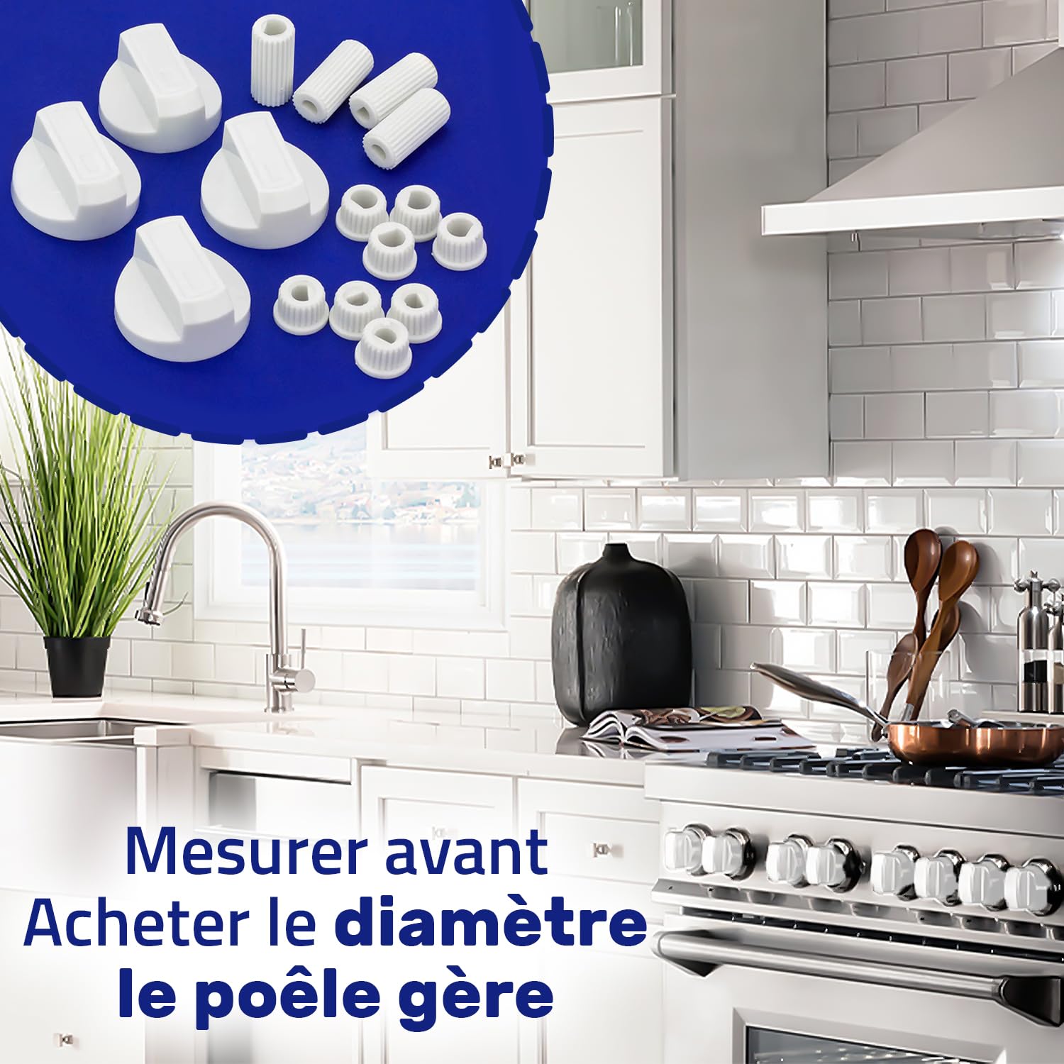 Set De 4 Boutons Rotatifs Gris Satiné Pour Plaque De Cuisson Gaz - Avec Adaptateurs 6mm Et 8mm - Garantie 10 Ans MONTERAL