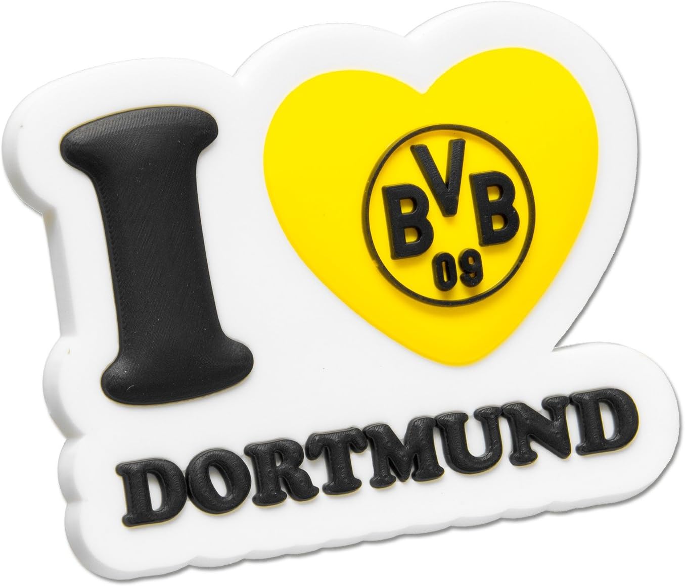 I Love Dortmund, BVB Magnet 3D Plastic Black/Yellow/White, 5 x 5 x 2 cm
