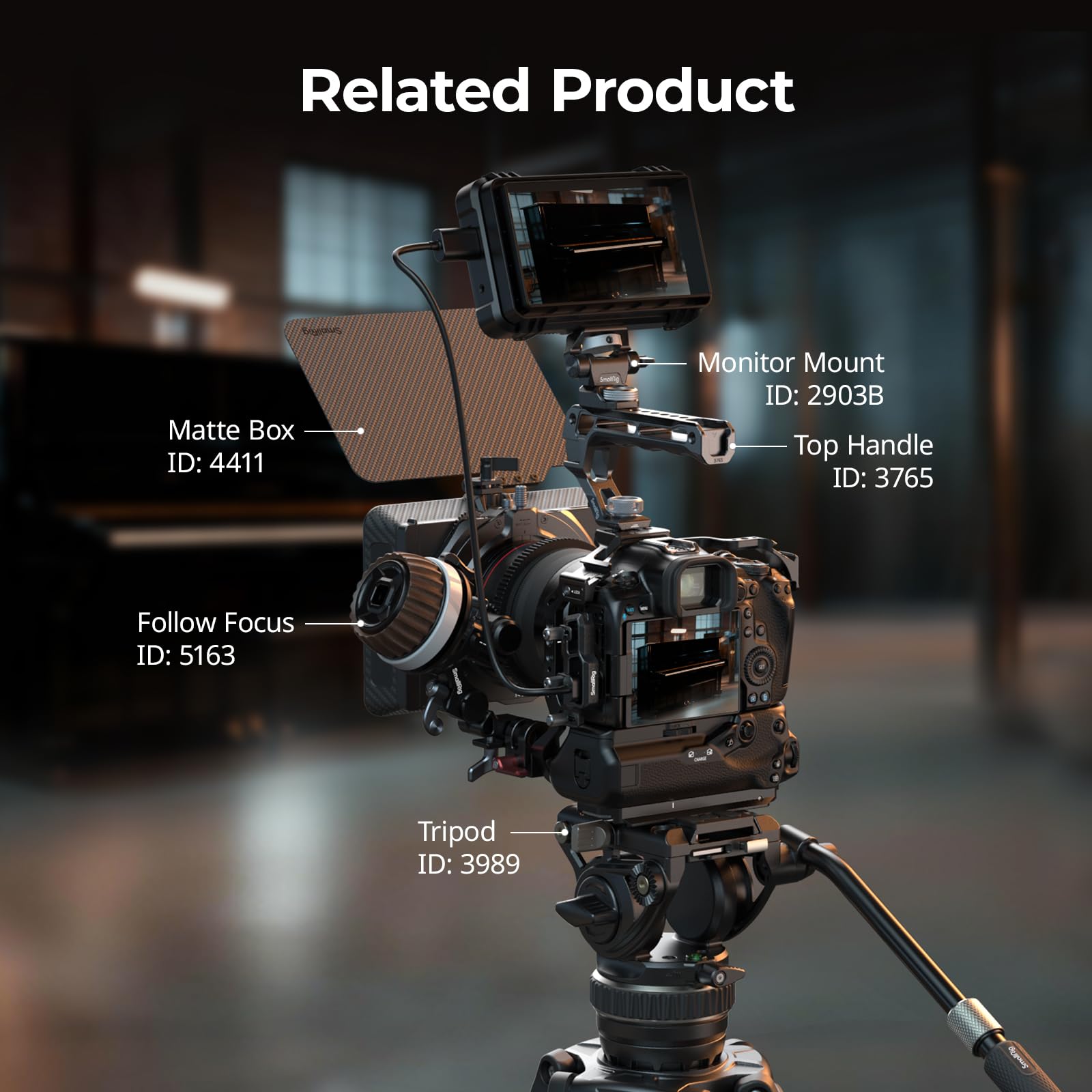 SMALLRIG Klatka R5 Mark II z uchwytem BG-R20 do Canon, pełna klatka z trzypunktową blokadą i mocowaniem na stopce, płytka szybkiego montażu do Arca do zdjęć ze stabilizatorem i statywem - 5623