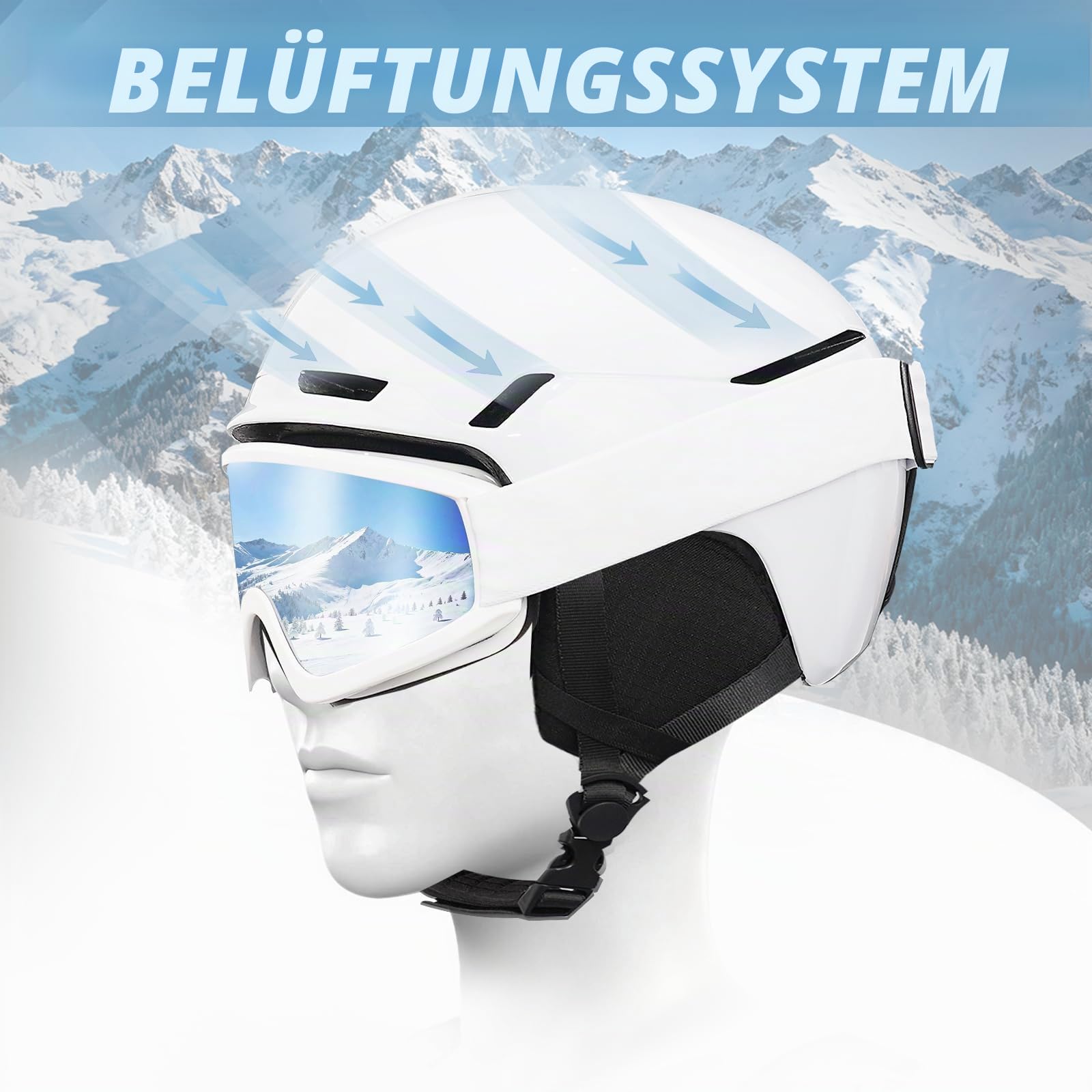 VCOROS Skihelm DXH816 Skihelme für Damen und Herren | Ski Helmet mit Abnehmbare Ohrpolster Atmungsaktiver Stoßdämpfung UV Verstellbarer Snowboard Helm für Skifahren
