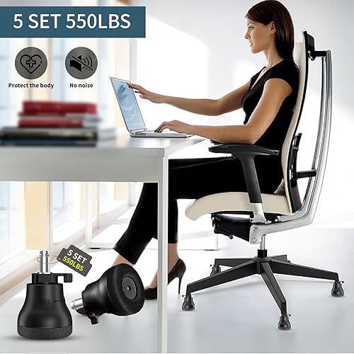 Miniatura 4 de RCHYFEED Bell Glides - Ruedas de repuesto para silla de oficina, ruedas giratorias para sillas de escritorio, ruedas fijas fijas para suelos de