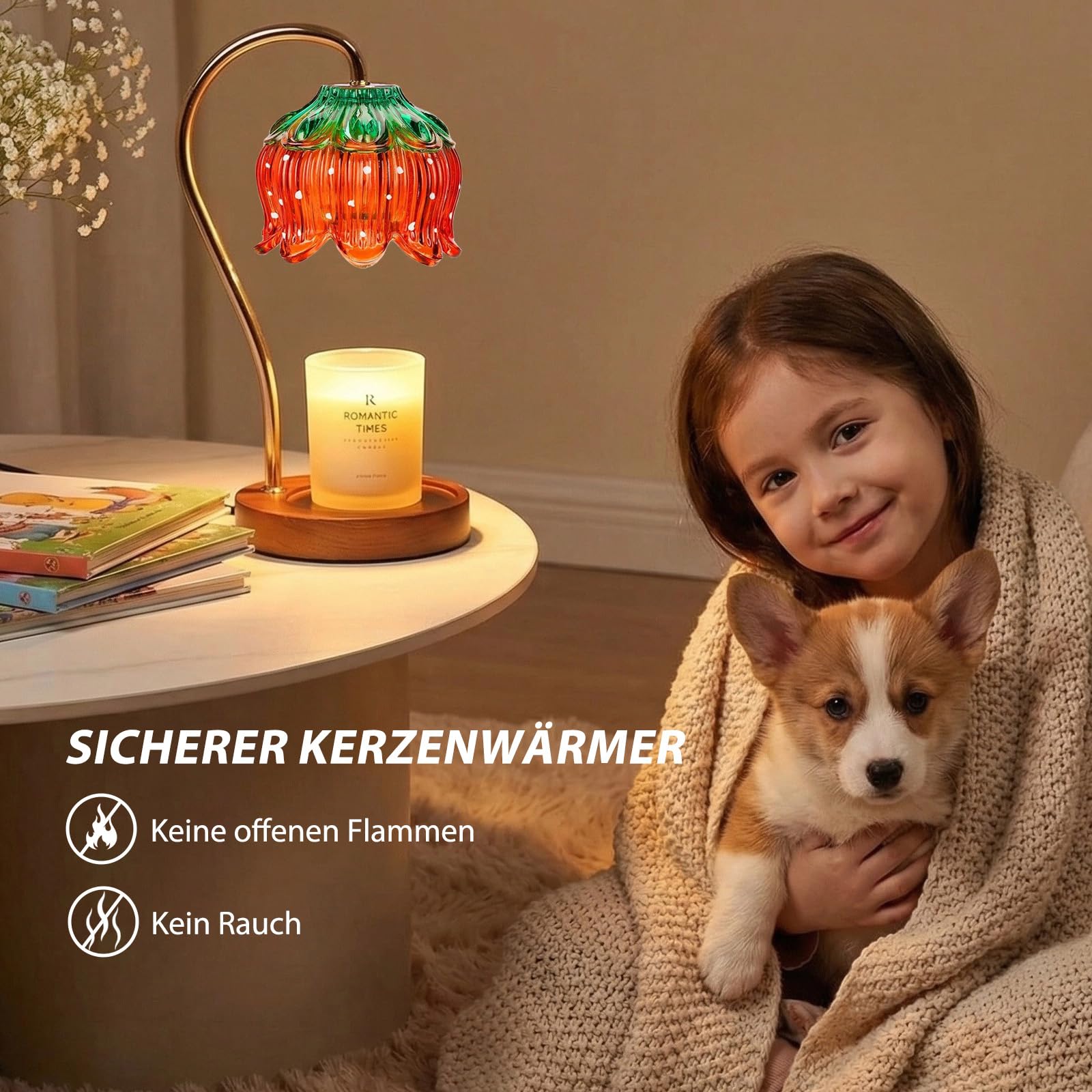 Justup Lámpara calentadora de velas, lámpara de calentamiento de velas de fresa con temporizador y 2 bombillas, derretidor de cera eléctrico, cumpleaños, día de San Valentín para mujeres (fresa)