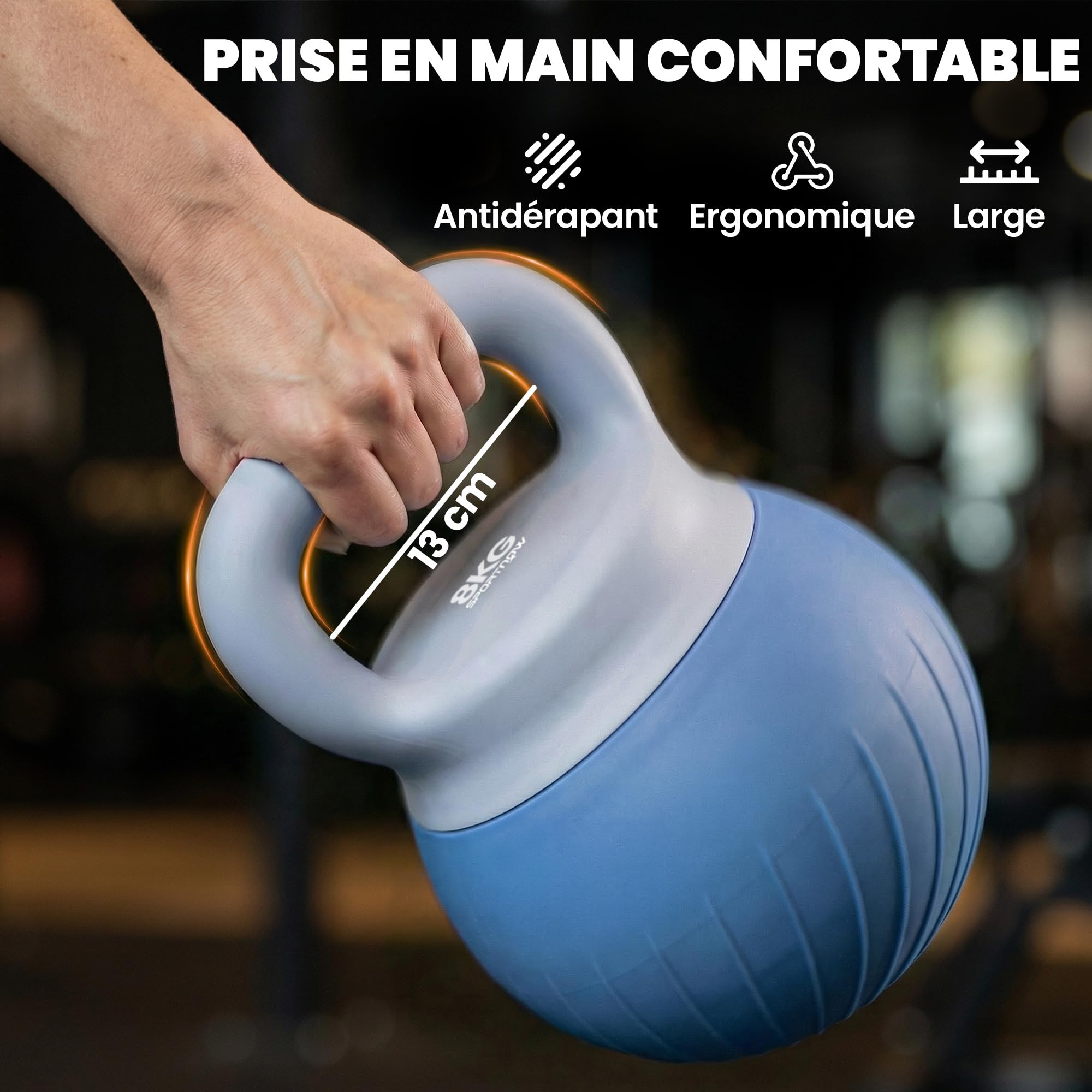 SPORTNOW Kettlebell 8 kg ergonomiczna antypoślizgowa rączka Niebieski | Hantel na siłownię, kulturystykę i trening