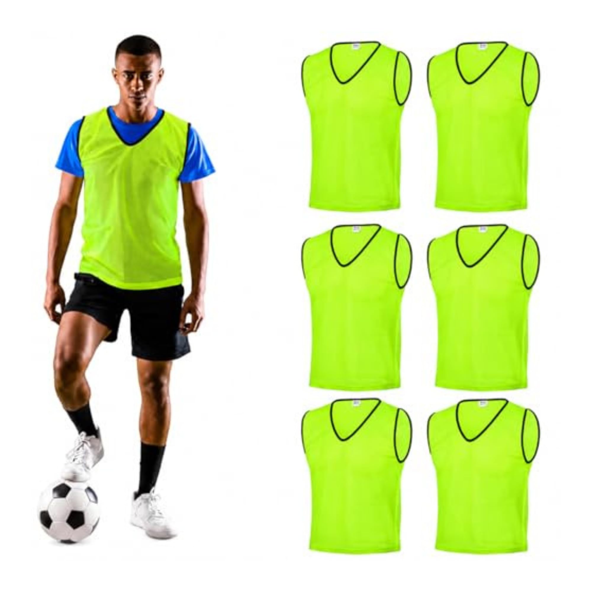 GSi Sports Pinnies – Packs of 6 or 12 – Free Size for Youth/Adult – Mesh Training Vests for Soccer, Basketball – 6 Color Options