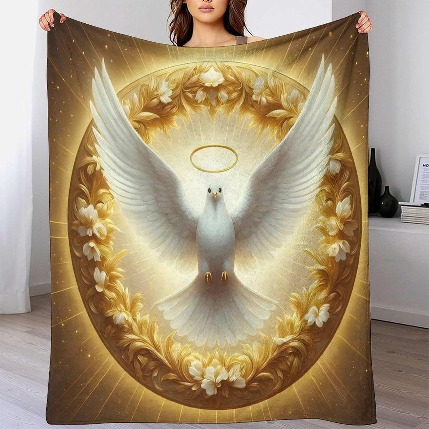 White Dove Flannel Couch Blanket 3D Print Animal Print Blanket Fluffy