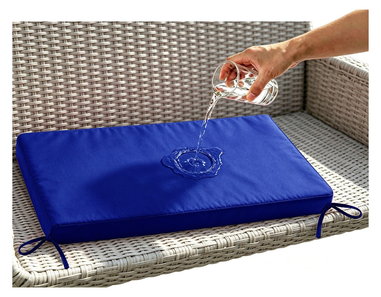 Miecoae Outdoor Swing Seat Cushions Waterproof 80% 5cm/1.9" Thick Outdoor Bench Cushion, Settee Couch Pads with Zipper Washable, Patio Swing Seat Cushion with Ties(Blue,120x50 cm 47x20 in)