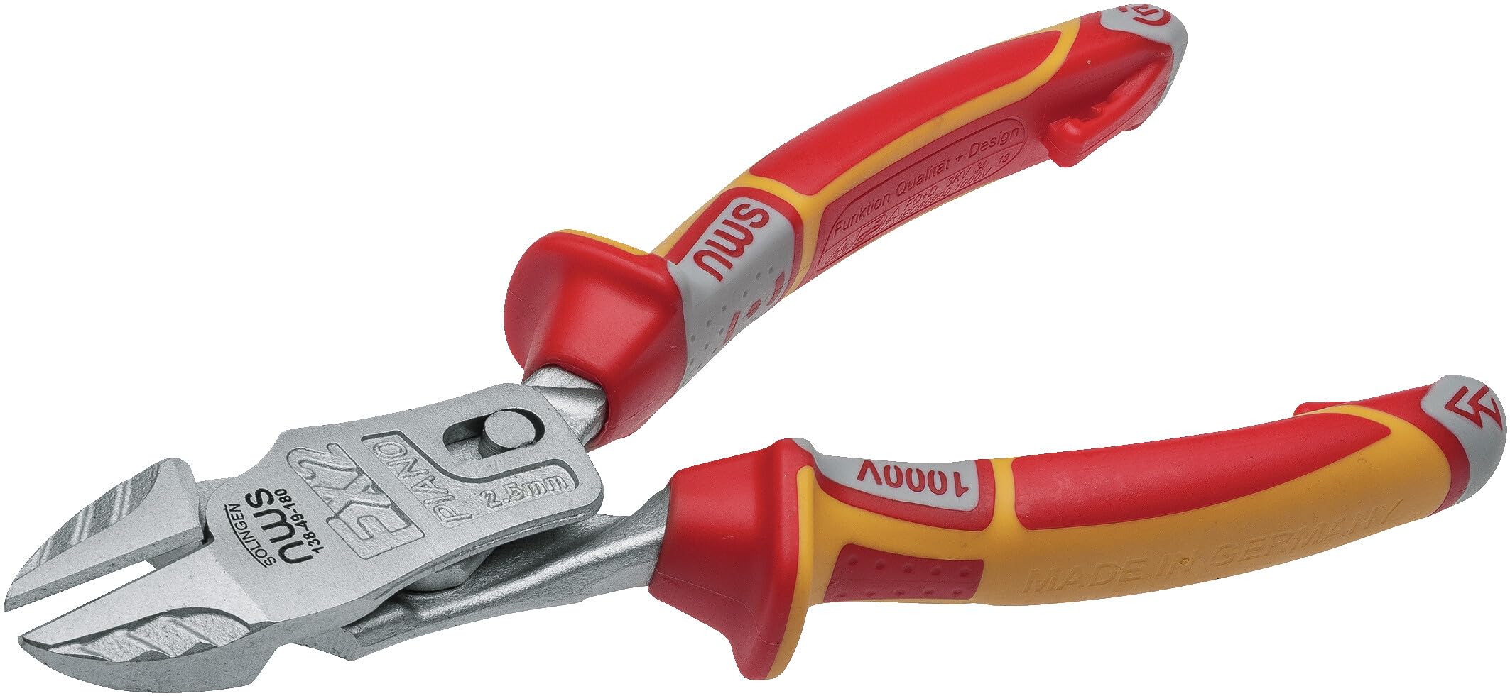 NWS FantasticoPlus Hebel-Kraft-Seitenschneider VDE, induktiv gehärtete Schneiden, ergonomischer SoftGripp, 180 mm, VDE-Zulassung nach DIN EN IEC 60900, für harten Draht